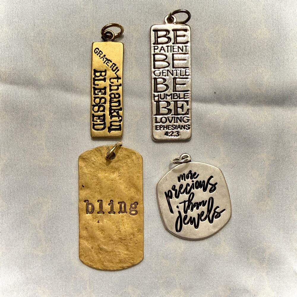 Inspirational Word Charms Lot 4 Grateful Blessed Faith Be Patient More Precious